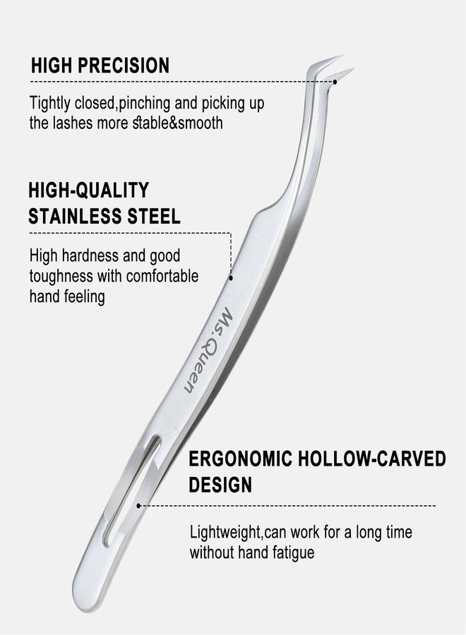 Ms.Queen Eyelash Extension Tweezers,Precision Fine Tip Grip Lash Tweezers for Individual and Volume Eyelash Extensions - Image 3